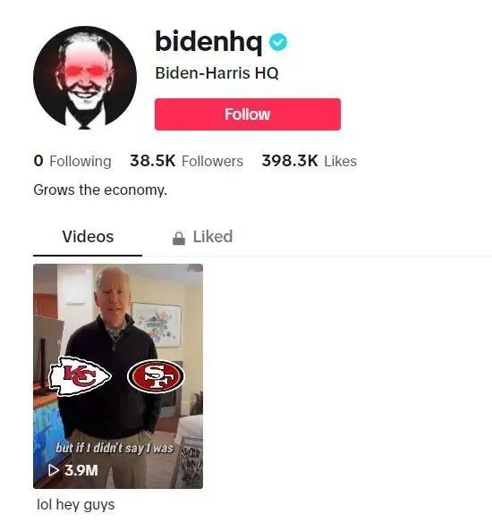 » 7. 拜登注册TikTok账号中新网2月12日综合报道，当地时间2月11日，美国总统拜登正式加入了社交平台TikTok