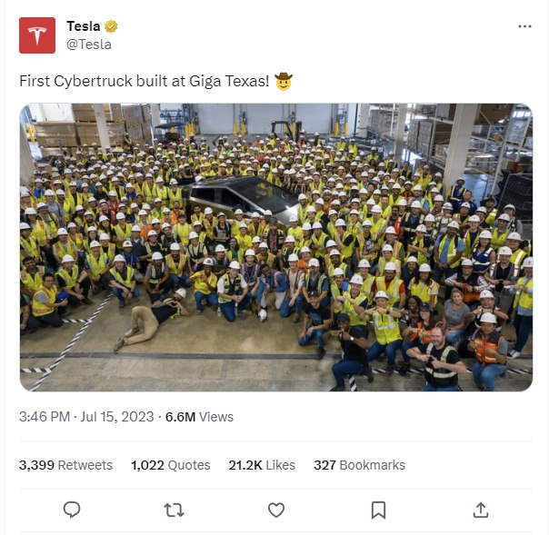 » 10. 特斯拉首辆Cybertruck下线，“丑陋的玩具”还是“冲击成本极限的油车大杀器”？7月15日，特斯拉在推特上发布消息，美国得州超级工厂制造完成了第一辆Cybertruck