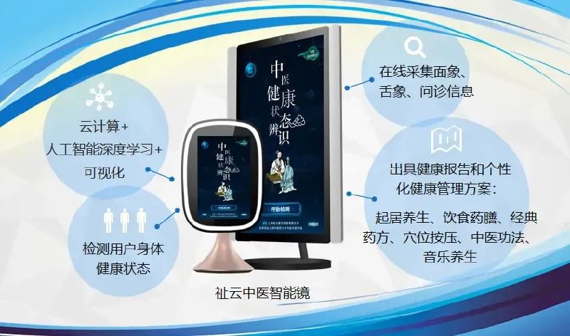 » 2. 上海中医药大学开发中医虚拟数字人“仲景” ：最擅长开汉朝之前的药方走进位于上海中医药大学的上海健康服务协同创新中心，“魔镜”是最吸引眼球的设备，这就是以“望闻问切”中“望”为主的中医智能镜，既能进行“面诊”，也能进行“舌诊”